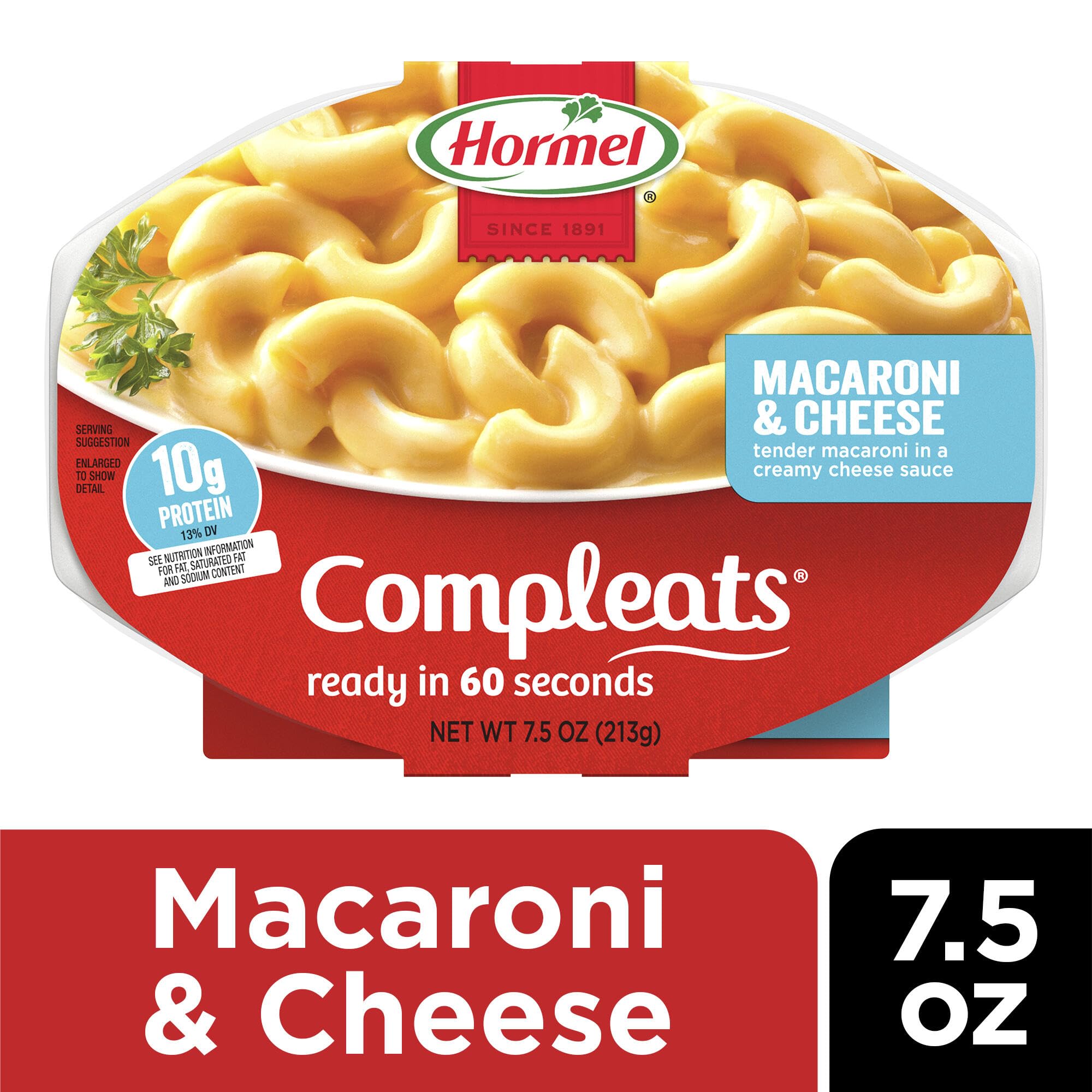HORMEL COMPLEATS tray close-up showing microwave-ready design benefit