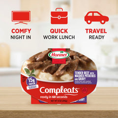 Hormel COMPLEATS mashed potatoes texture close-up showing creamy consistency