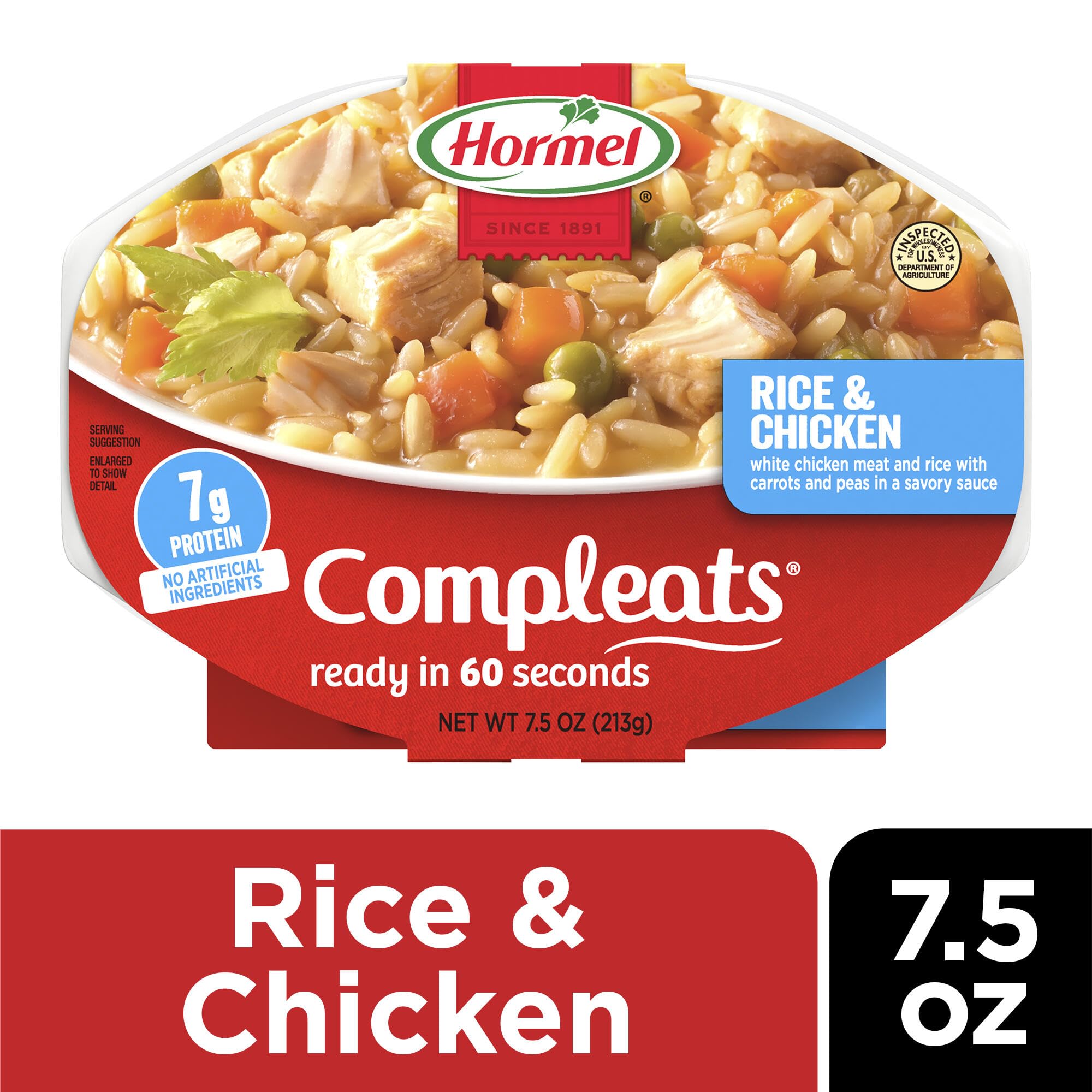 HORMEL COMPLEATS open tray showing rice texture and ready-to-eat convenience
