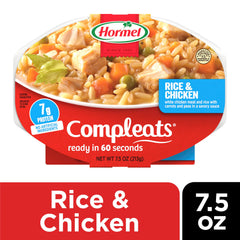 HORMEL COMPLEATS open tray showing rice texture and ready-to-eat convenience