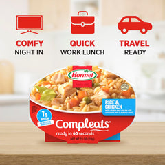 HORMEL COMPLEATS visible carrots and peas highlighting vegetable inclusion and flavor