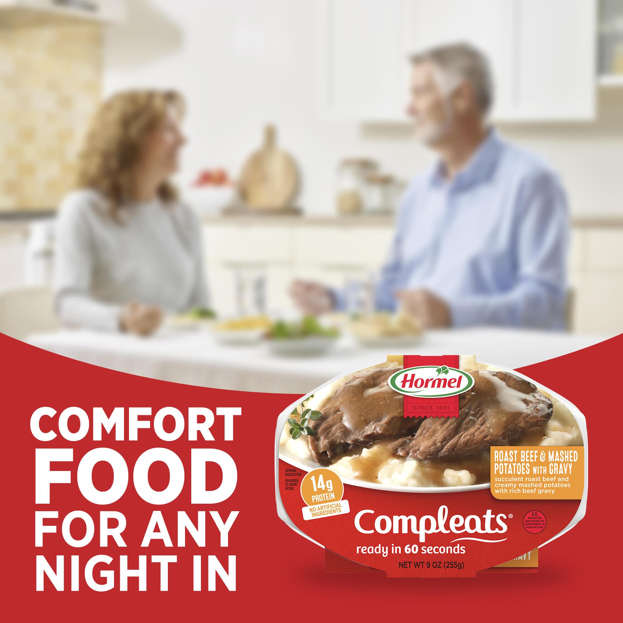 HORMEL COMPLEATS six-pack arrangement showing pantry-ready value and stock-up convenience
