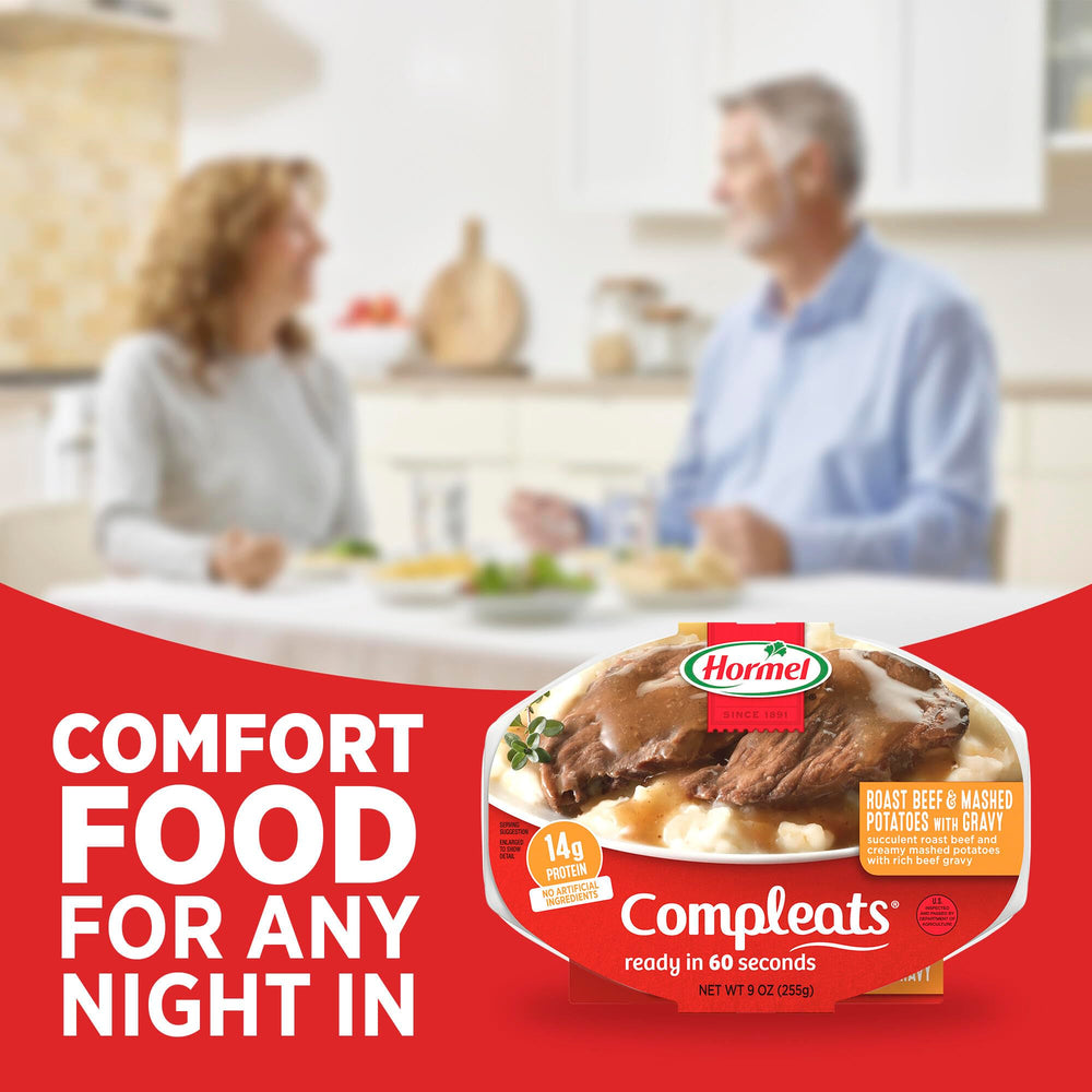 HORMEL COMPLEATS six-pack arrangement showing pantry-ready value and stock-up convenience