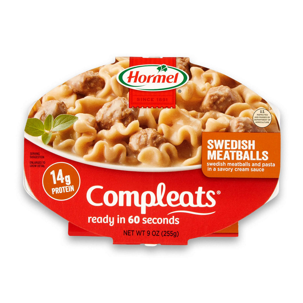 HORMEL COMPLEATS front packaging showing product and heating claim