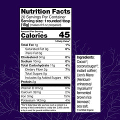 Host Defense powder and ingredient spoon highlighting organic components