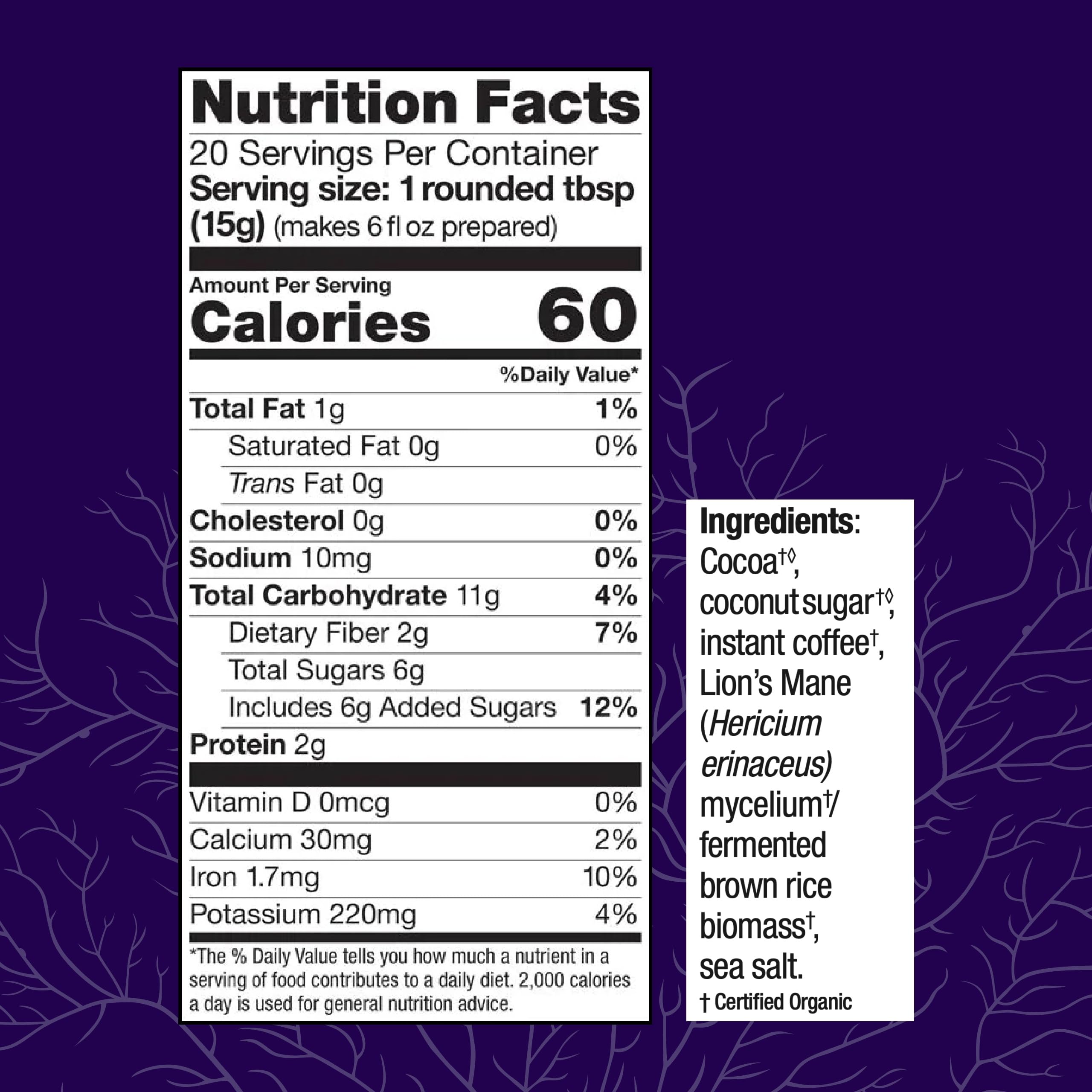 Host Defense 10.5 oz jar beside a kitchen scale showing serving size