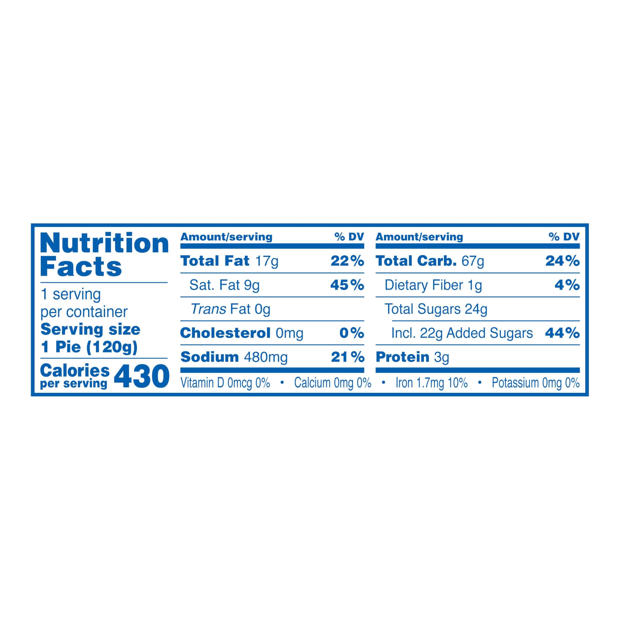 Hostess Cherry Fruit Pies nutrition label and ingredient panel for shopper clarity