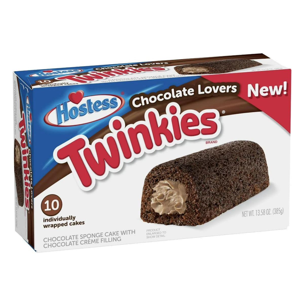 Hostess front box showing 10-count Chocolate Twinkies and portable convenience