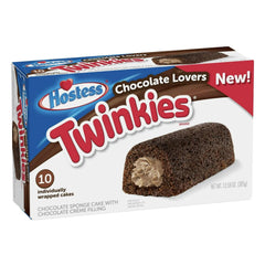 Hostess front box showing 10-count Chocolate Twinkies and portable convenience