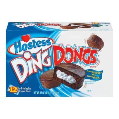 Hostess Ding Dongs front packaging showing 12-pack and easy grab-and-go convenience