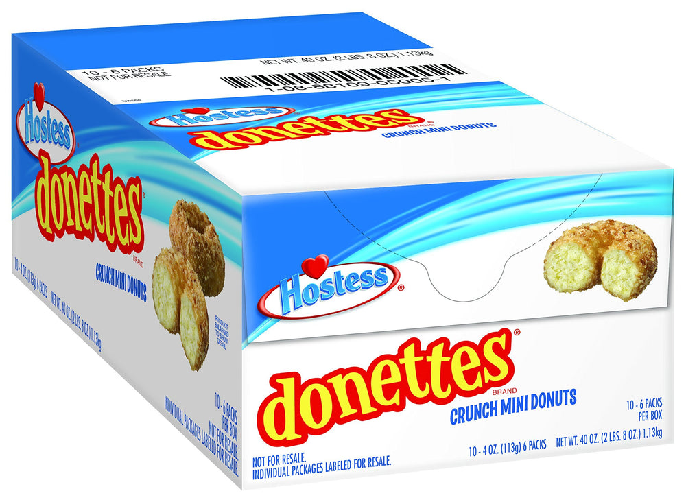 Hostess Donettes Crunch front packaging showing 10-count convenience