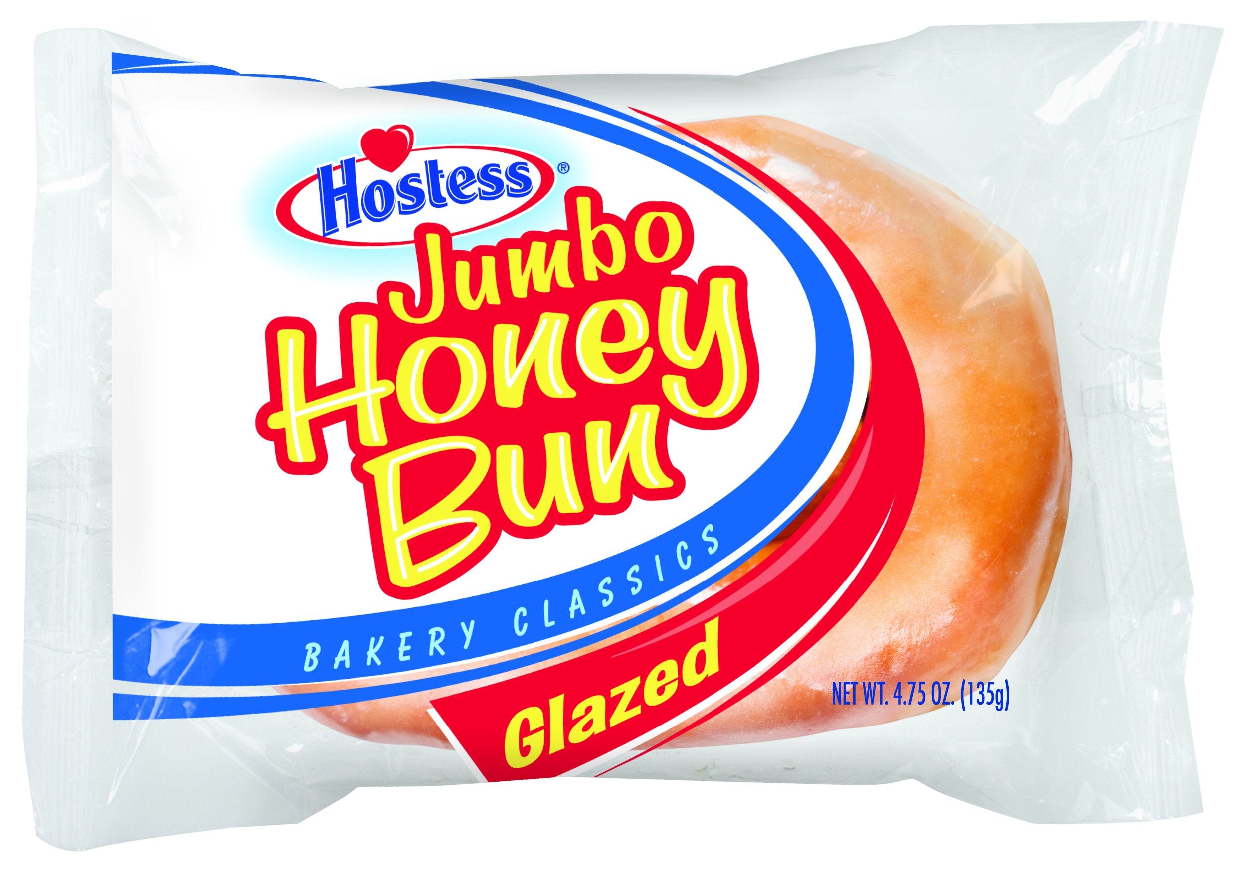 Hostess honey bun held in hand showing size and easy portability benefit