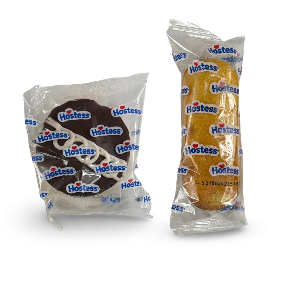 Hostess variety unboxed display with mixed pastries offering quick selection at parties