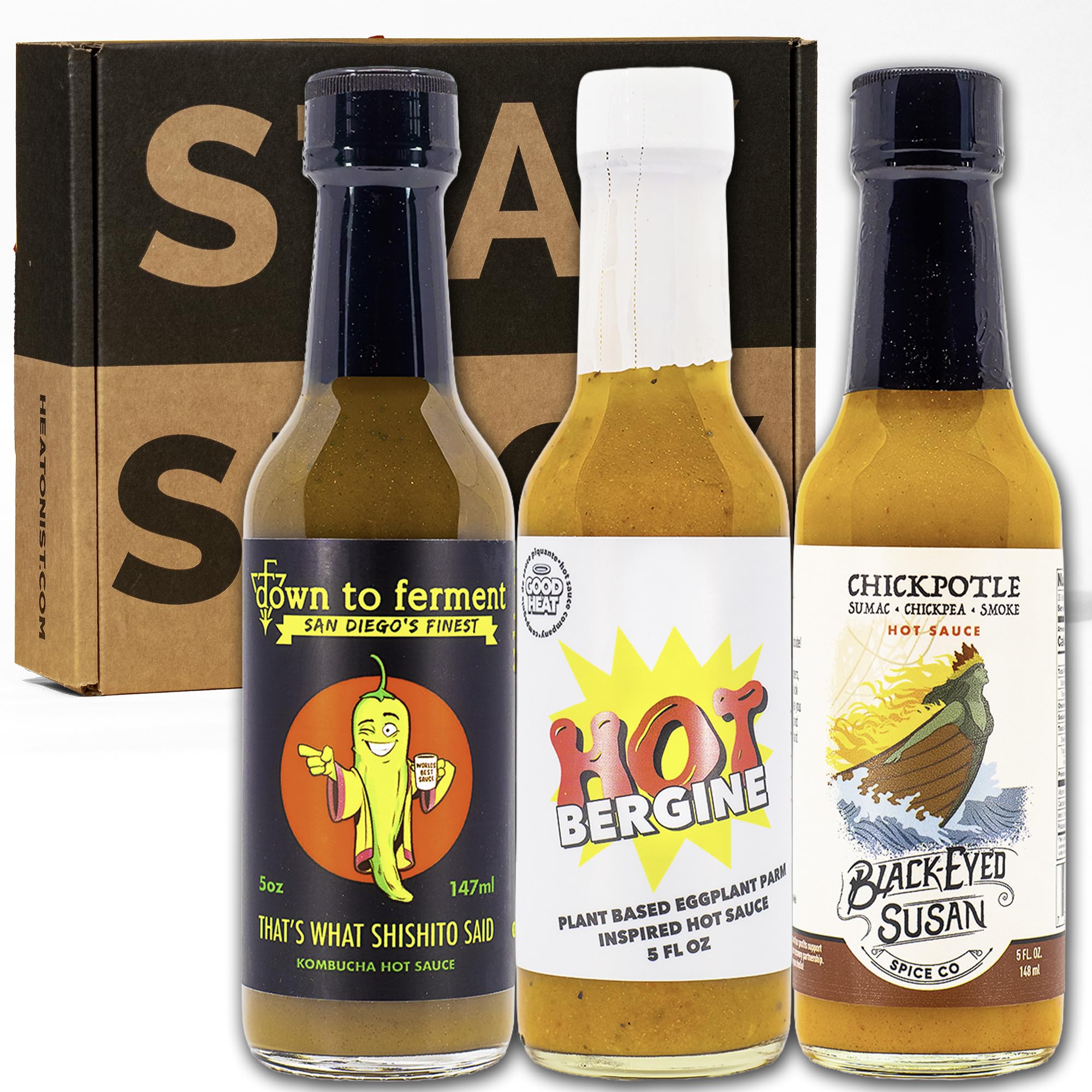 HOT ONES front packaging three-bottle set for easy gifting and tasting