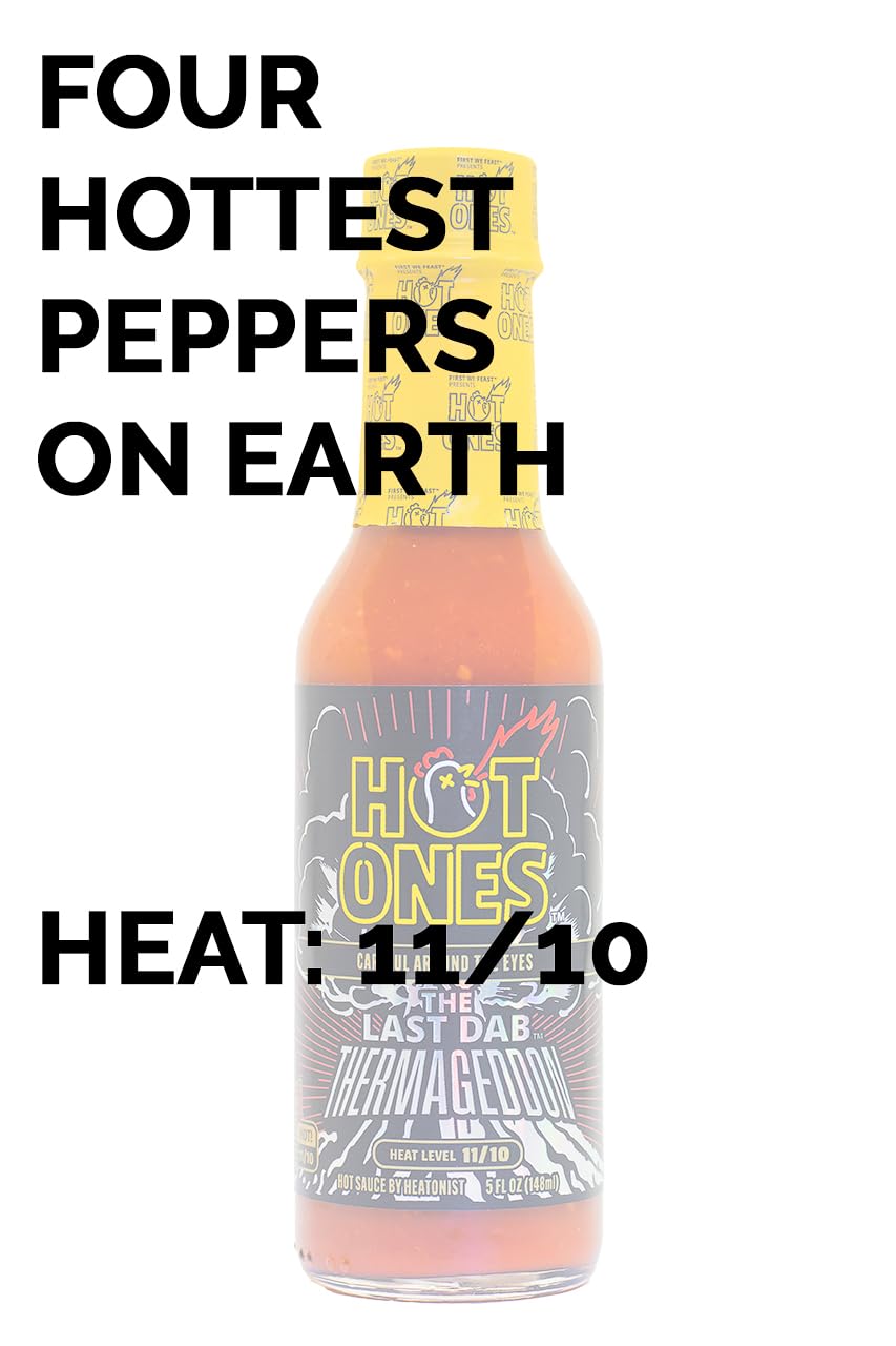 HOT ONES Thermageddon label close-up highlighting peppers and small-batch badge