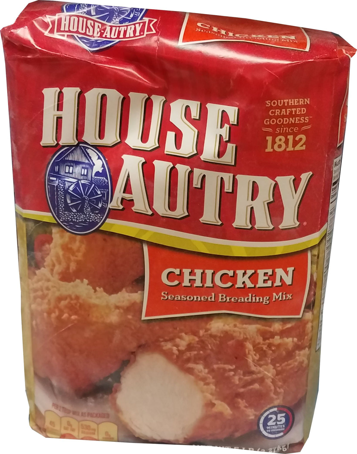 House-Autry front packaging showing 5 lb bag and ready-to-fry benefit