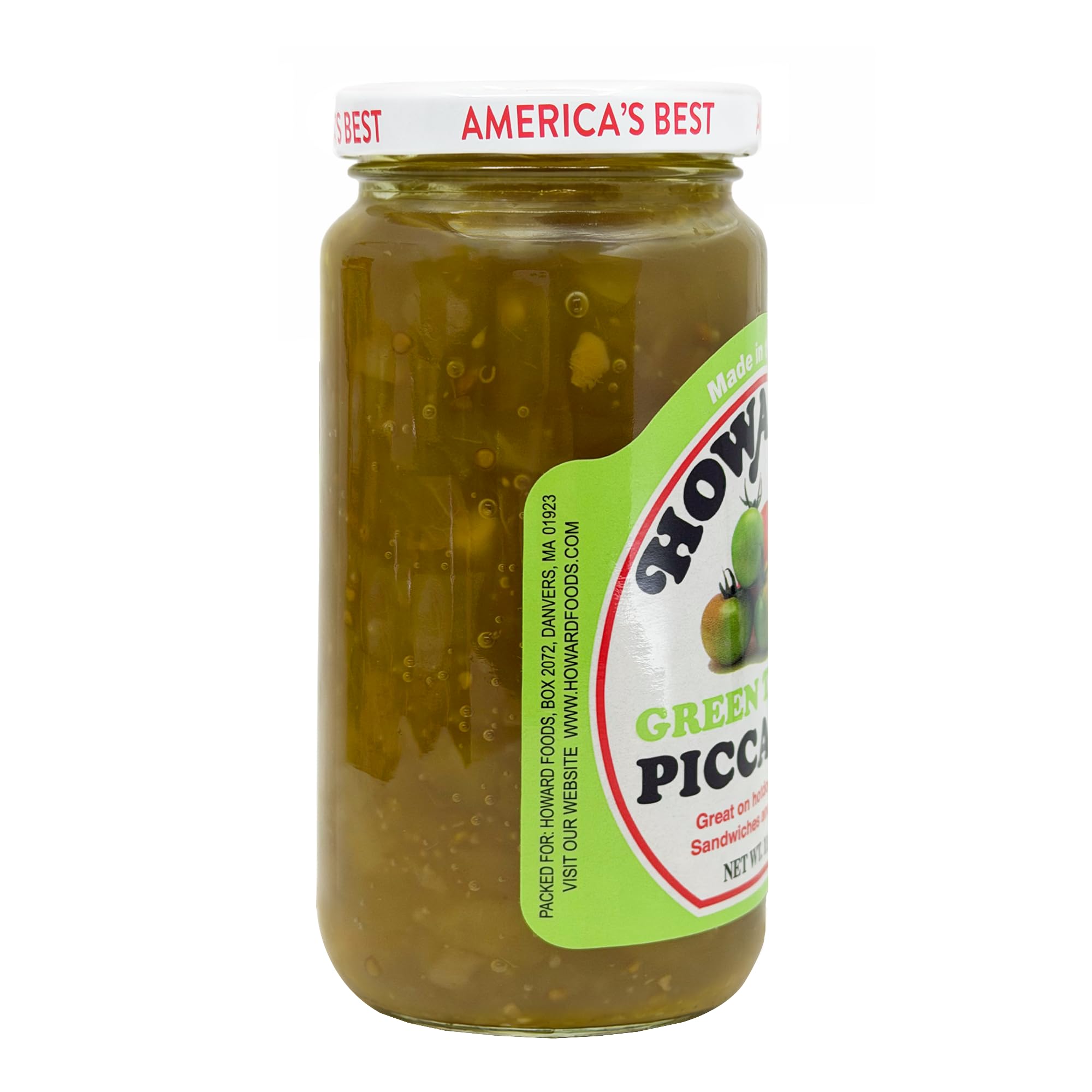 Howard's jar beside chopped green tomatoes and spices illustrating fresh ingredients