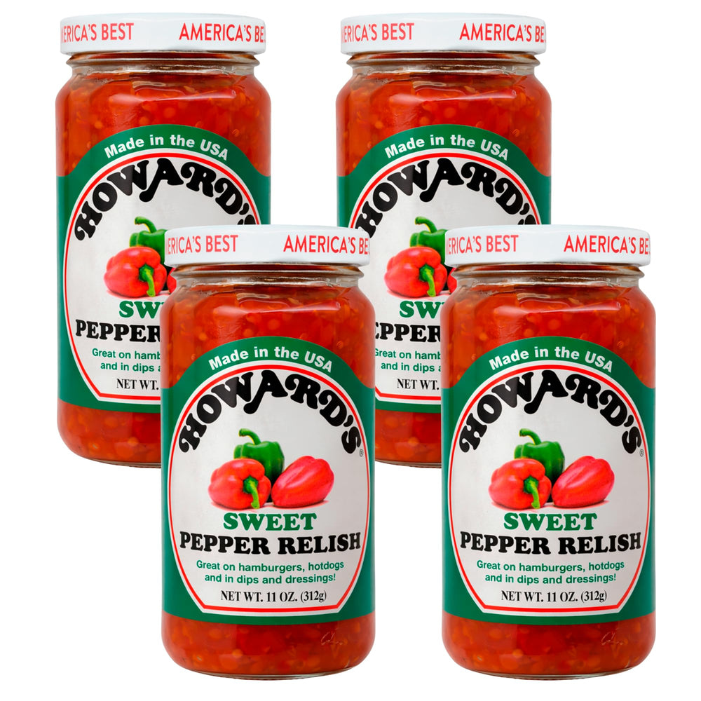 Howard's jar front label showing sweet pepper relish and heritage brand benefit