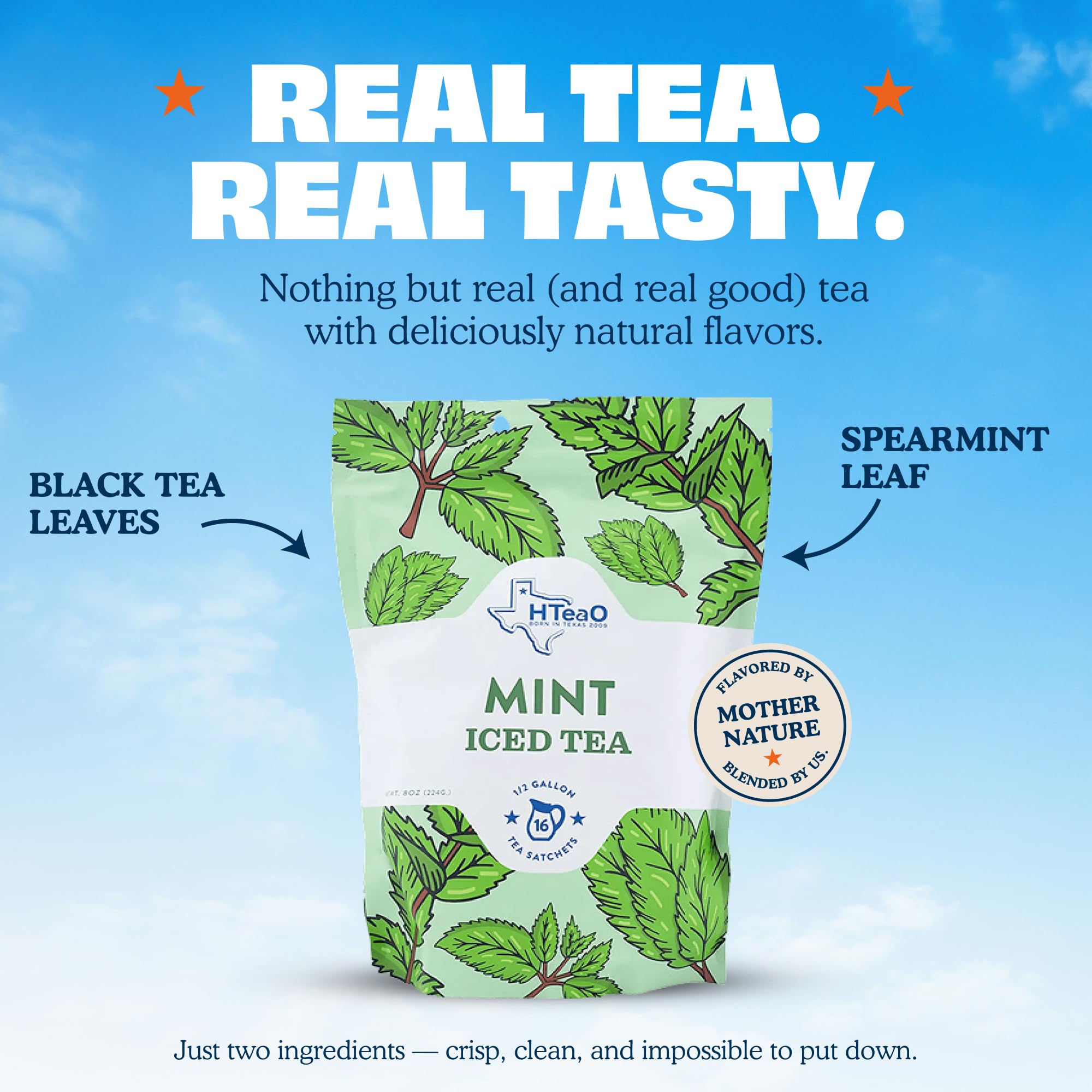 HTeaO ingredient label showing non-GMO and gluten-free details for ingredient transparency