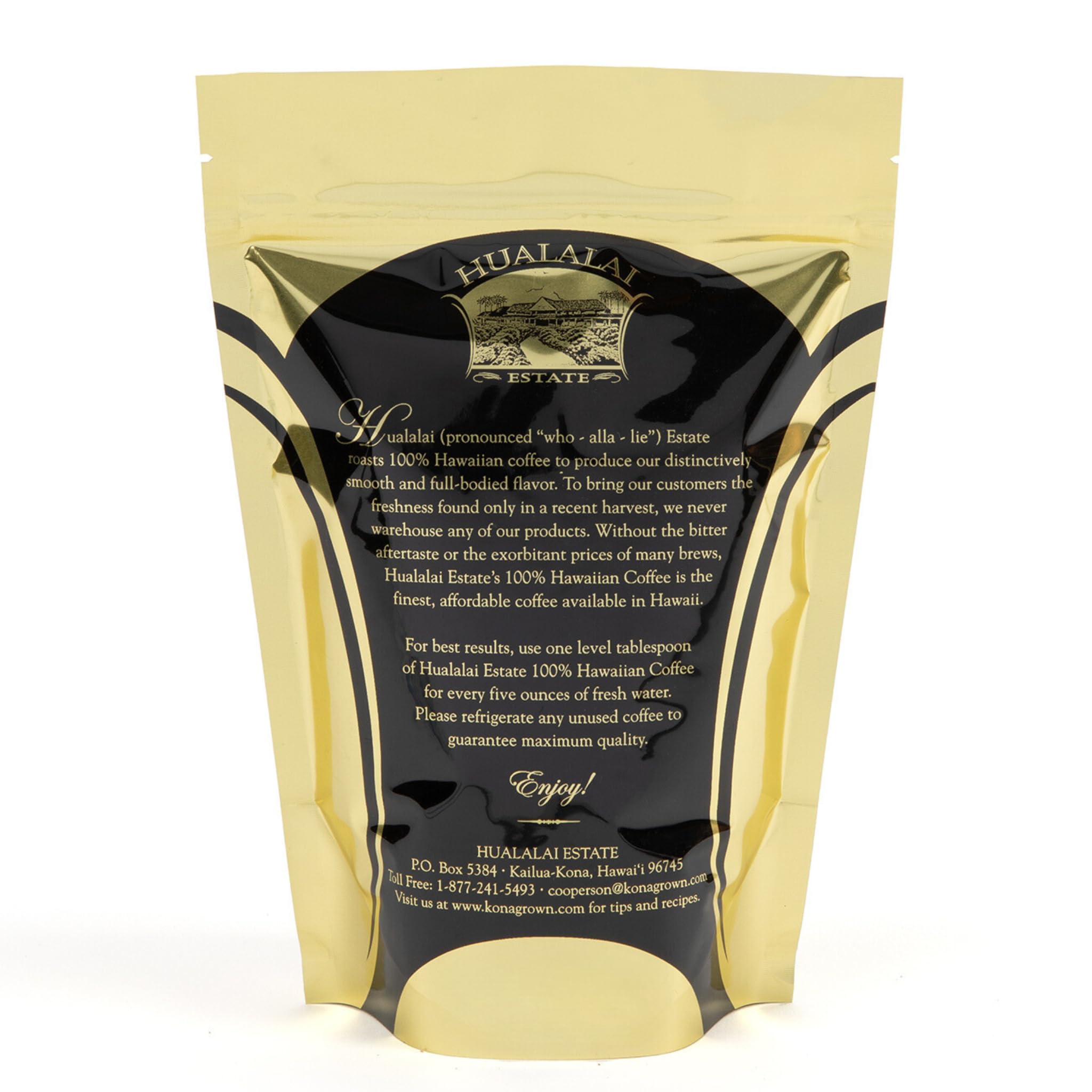 Hualalai Estate close-up of ground Kona texture showcasing rich aroma and body