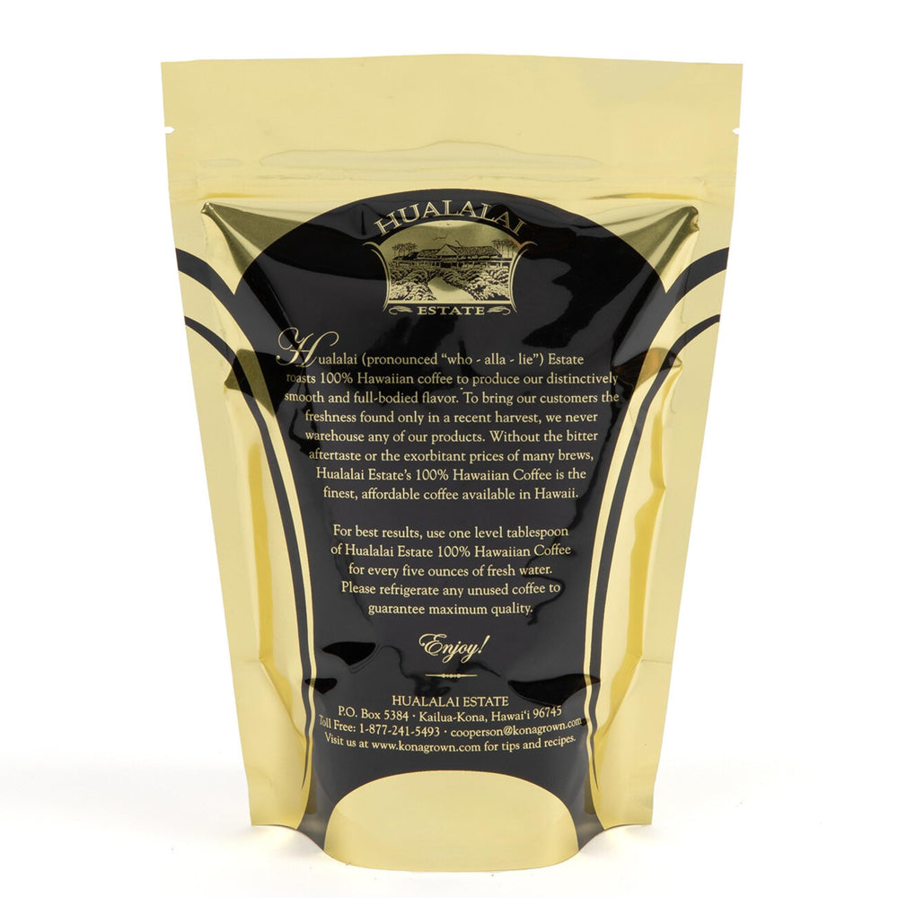 Hualalai Estate close-up of ground Kona texture showcasing rich aroma and body