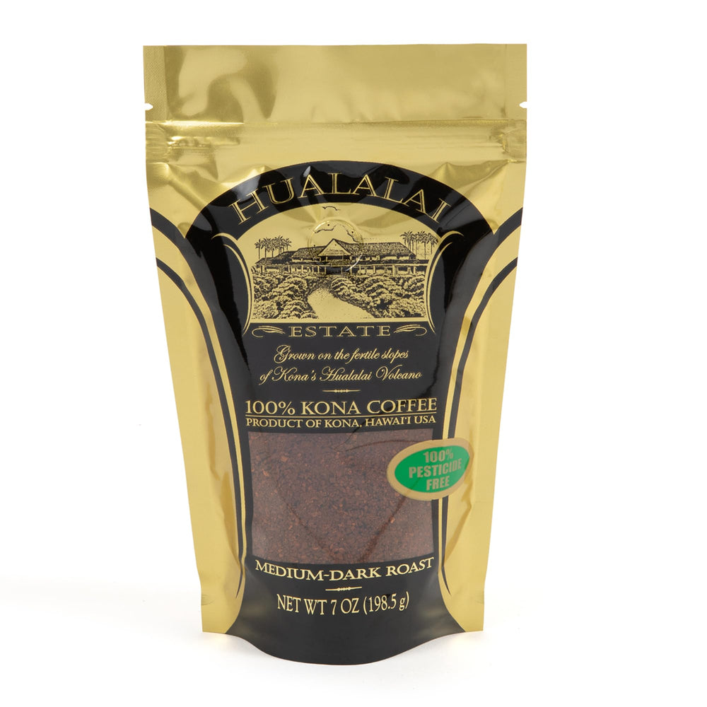 Hualalai Estate front packaging showing brand and 7 oz weight, highlights freshness
