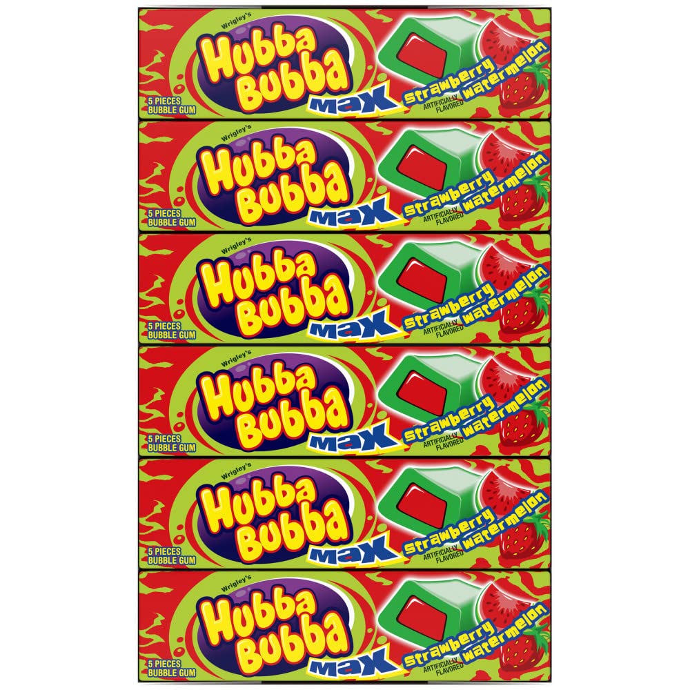 Hubba Bubba gum stretched to show soft texture for big bubbles