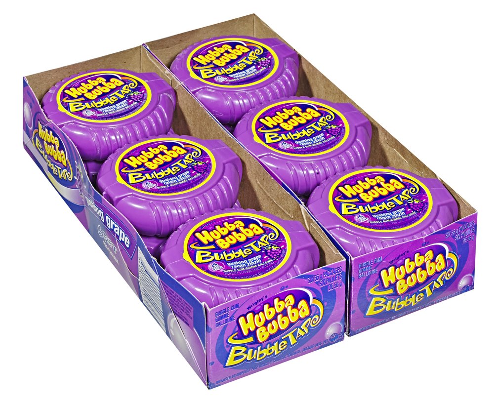 Hubba Bubba roll in hand showing scale and easy portioning convenience