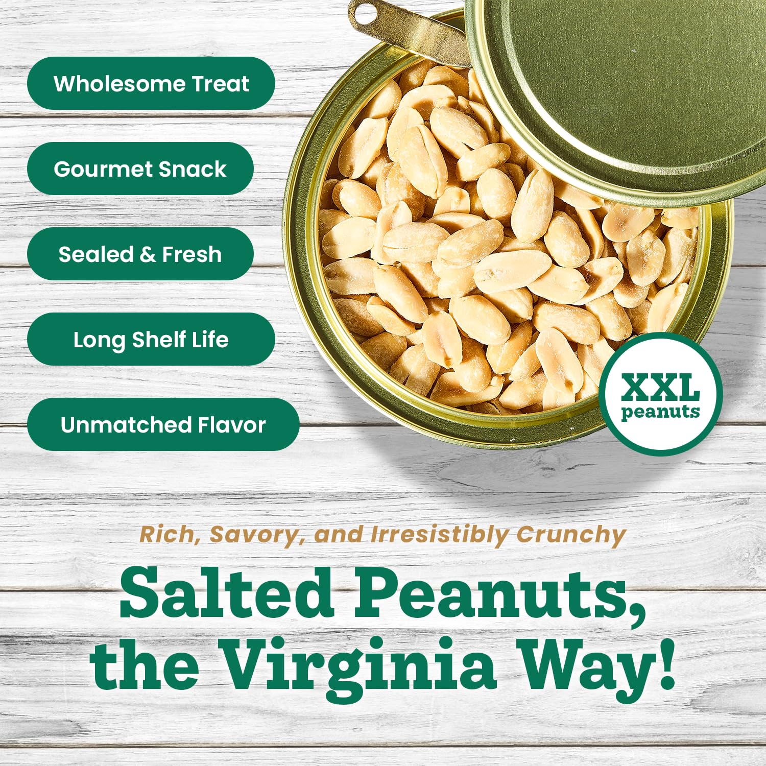 Hubs brand hand scooping peanuts into bowl to illustrate serving convenience and portioning