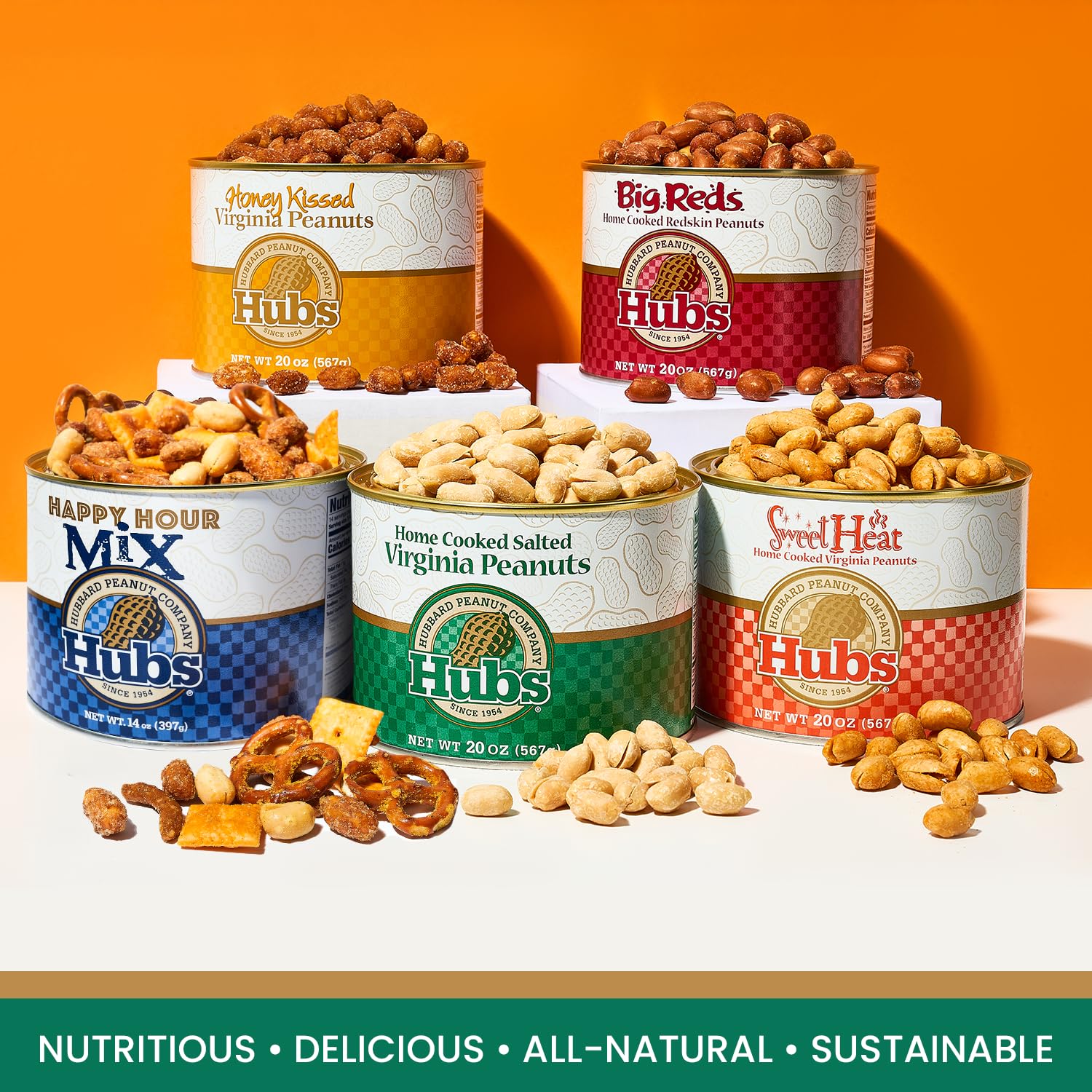 Hubs brand tin label and nutrition panel close-up for ingredient transparency benefit
