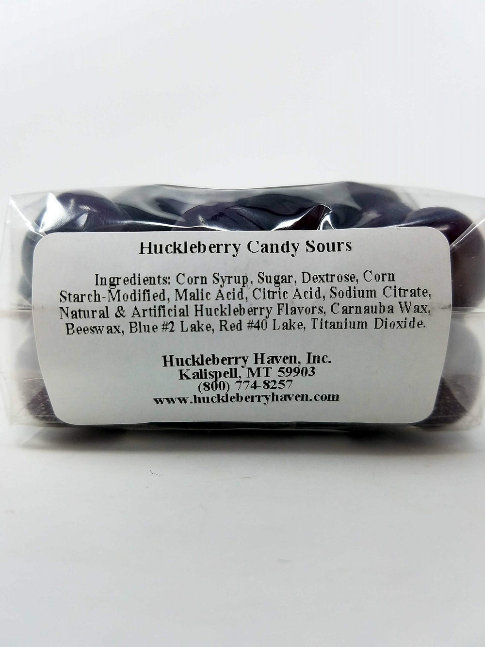 Huckleberry Haven candy close-up showing texture and vibrant huckleberry flavor