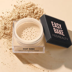 Huda powder close-up texture highlighting fine milled finish and blurring effect