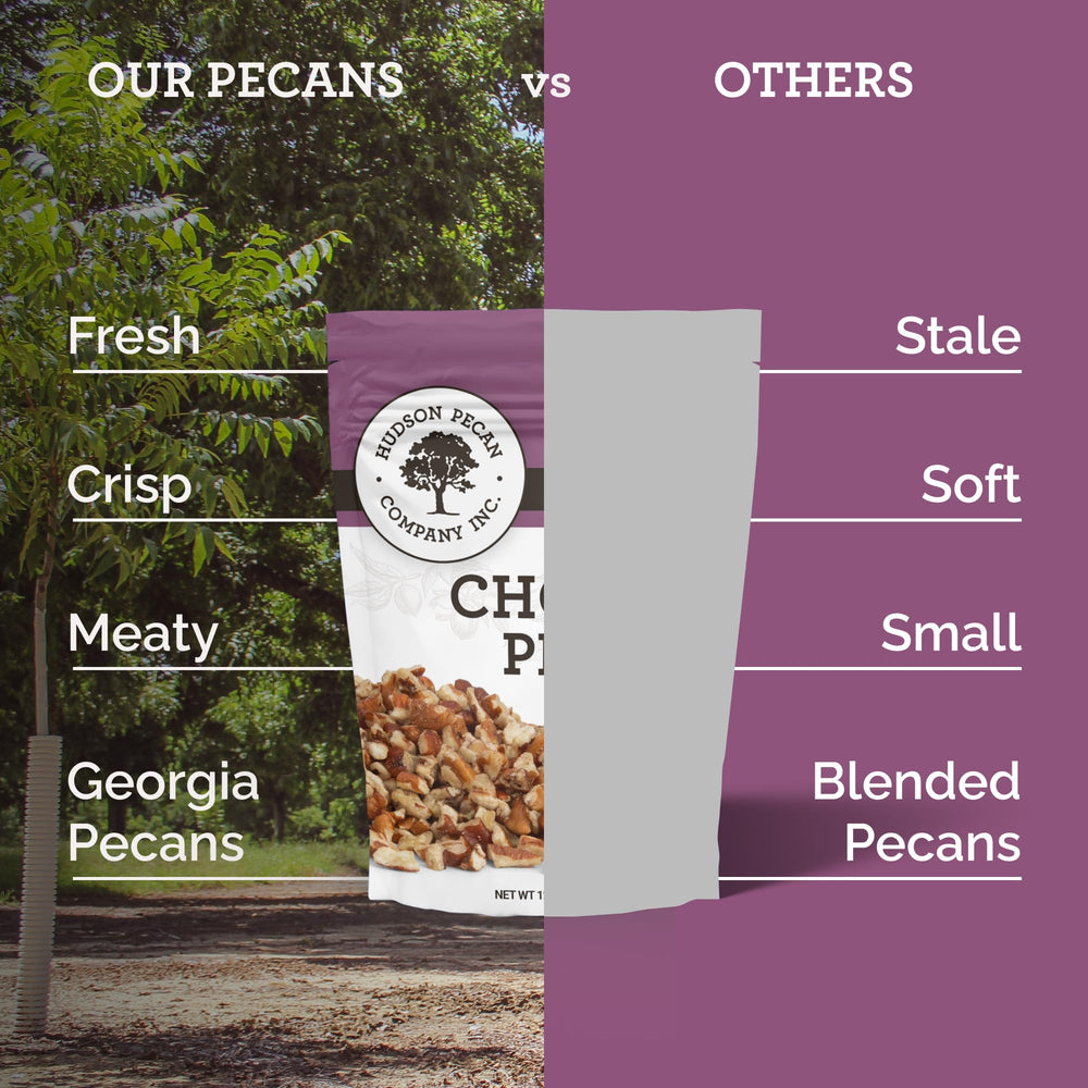 Hudson Pecan Company pecans sprinkled on baked goods, demonstrating topping use