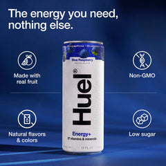 Huel Energy+ blue raspberry close-up of bubbles and texture for freshness appeal