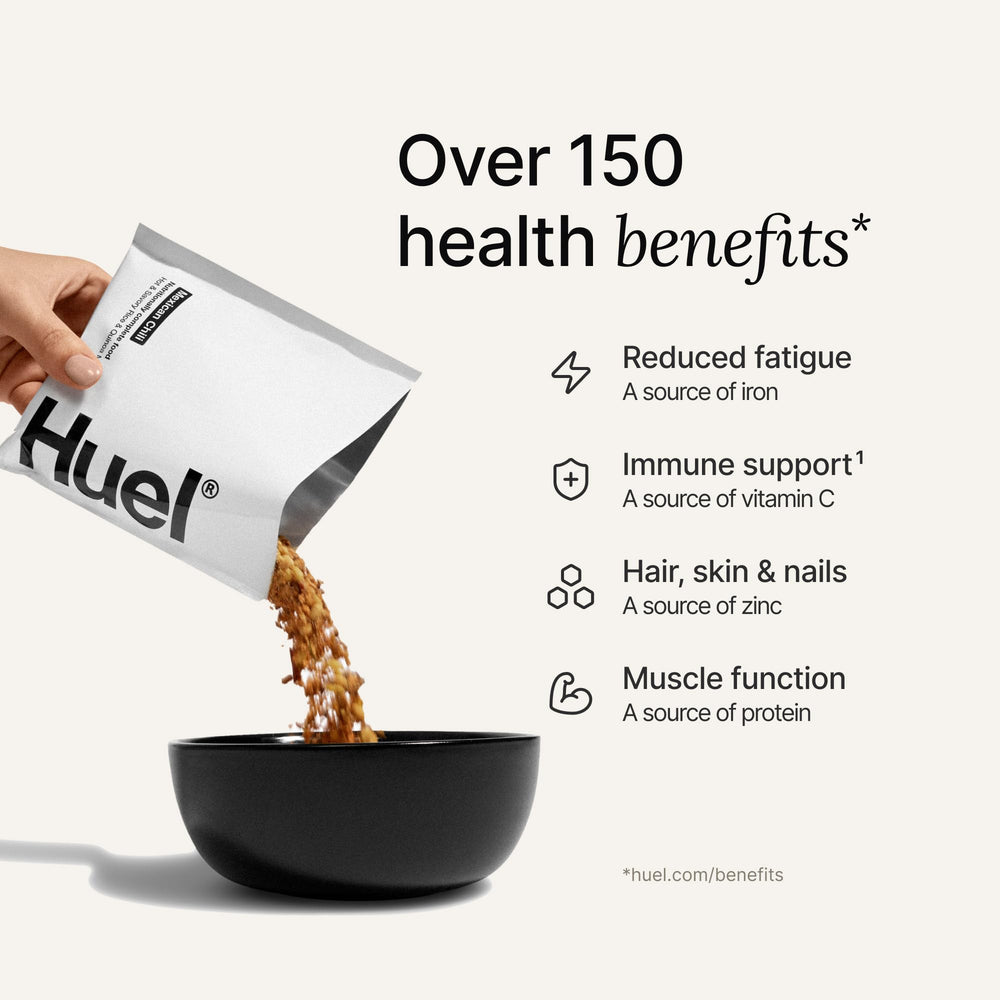 Huel Mexican Chili close-up texture showing chunky ingredients and richness