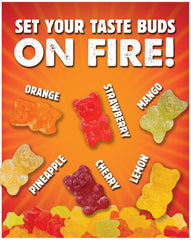 HUER Frank's RedHot gummy close-up texture showing seasoning and chew appeal