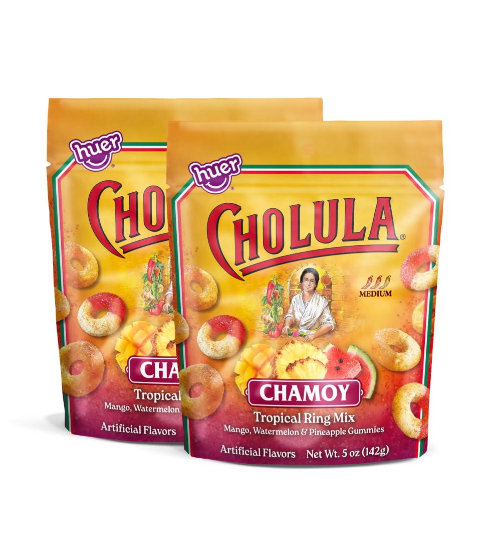 HUER front package showing chamoy tropical gummy rings and bold flavor appeal