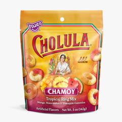 HUER close-up of gummies showing chamoy-style coating and chewy texture benefit