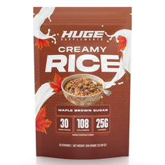 Huge Supplements front packaging showing Maple Brown Sugar flavor and 30 servings benefit