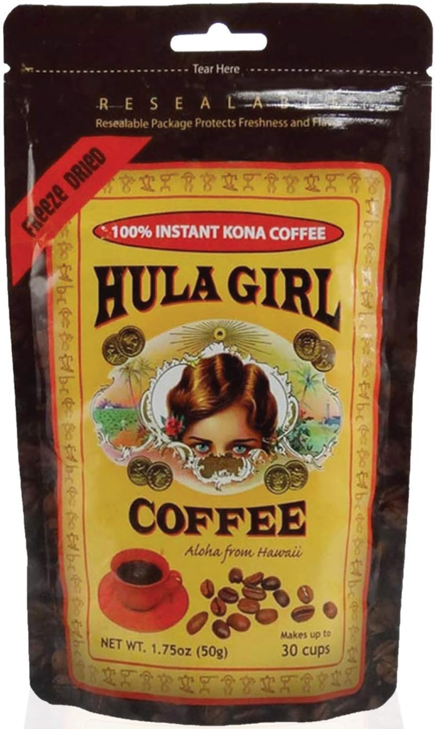 Hula Girl front packaging showing pouch and Kona branding for easy recognition