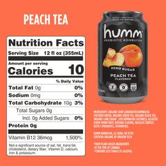 Humm close-up of can label and branding, clear ingredient visibility and benefit