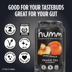 Humm fizzy kombucha close-up bubbles and texture, highlights light carbonation benefit