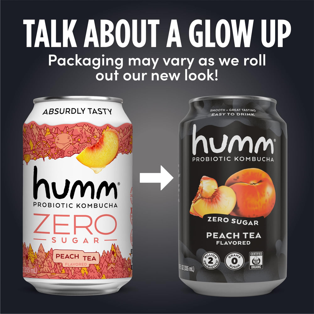 Humm poured over ice in glass with peach garnish, chilled flavor and refreshing sip