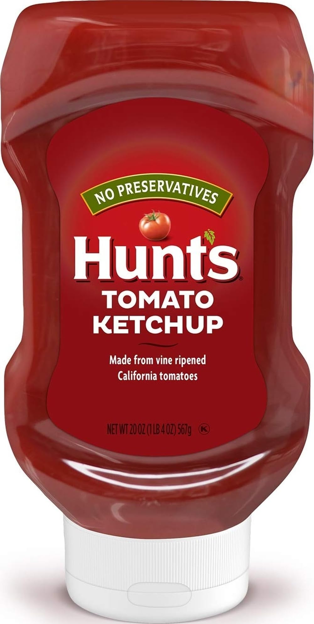 Hunt's front label on 20 oz squeeze bottle showing brand and packaging benefit