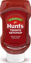 Hunt's front label on 20 oz squeeze bottle showing brand and packaging benefit