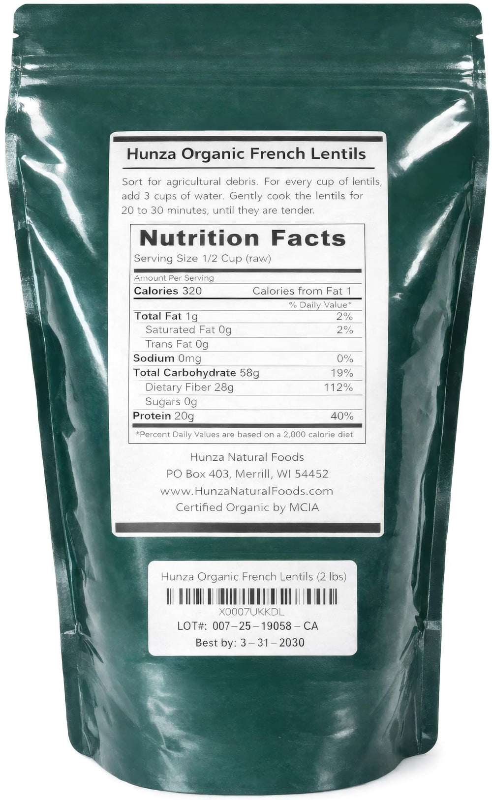 Hunza Natural Foods close-up of lentil grains highlighting texture and flavor