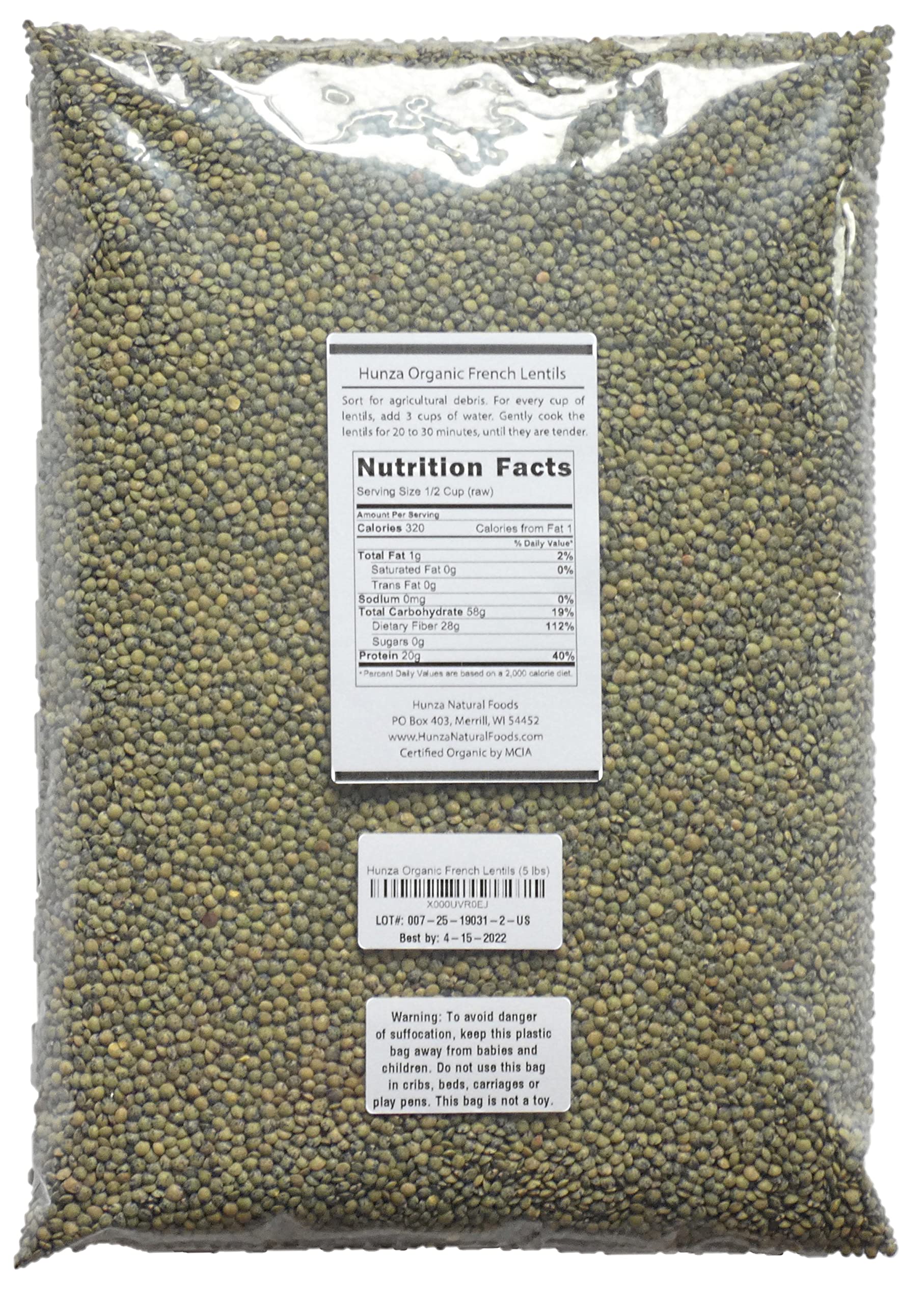 Hunza close-up of raw French lentils showing color and quality benefit