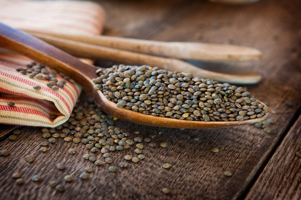 Hunza macro shot of lentil texture highlighting firm, peppery quality