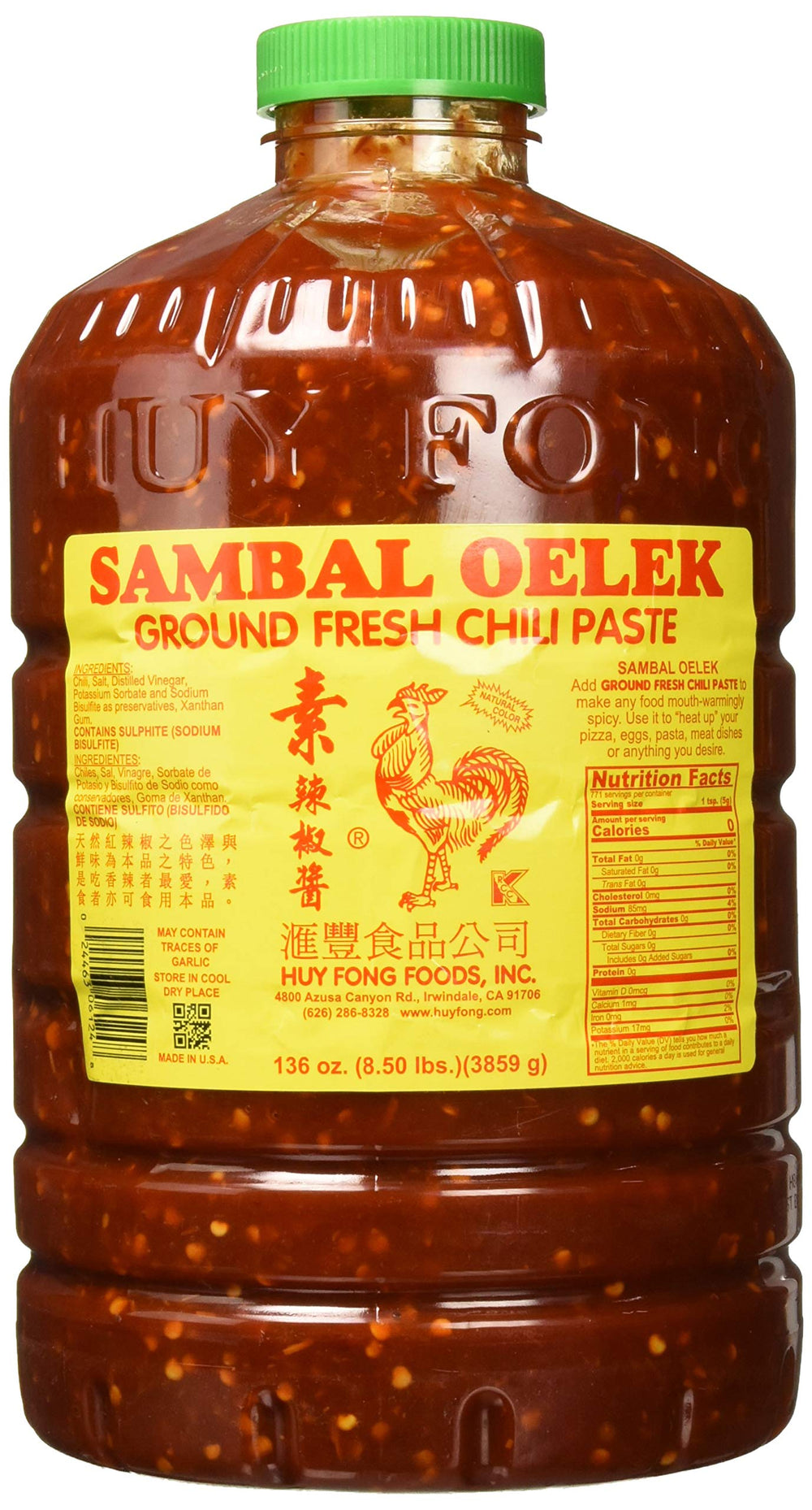 Huy Fong Sambal Oelek close-up of chunky texture providing visual heat cue