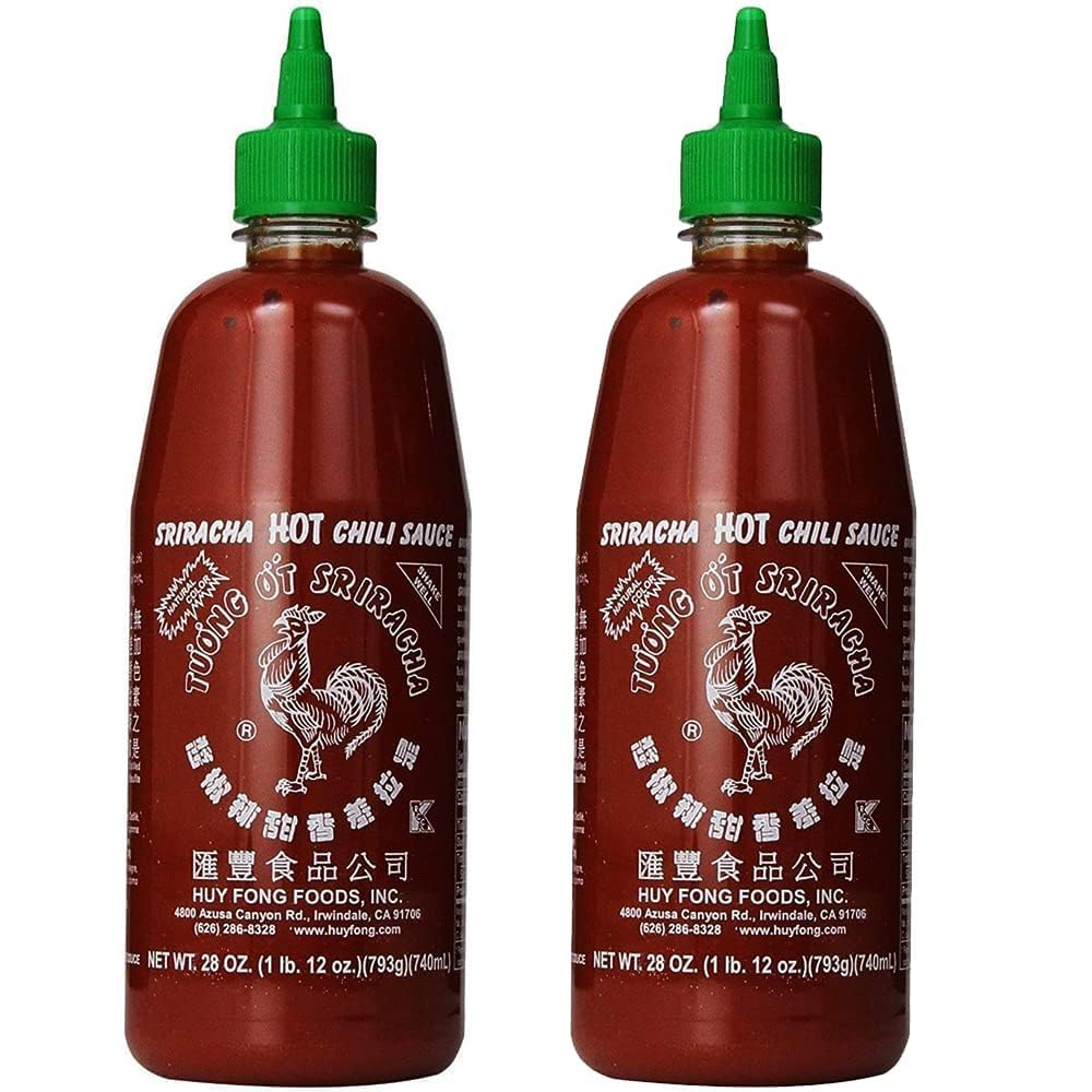 Huy Fong front packaging showing rooster bottle and label, adds recognizable flavor